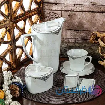 سرویس غذاخوری 12 نفره 105 پارچه چینی پردیس کاشان قالب پاریس سوناتا نقره ای 2009A