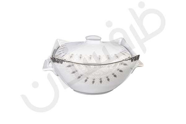 سرویس غذاخوری 12 نفره 105A پارچه چینی پردیس کاشان طرح منچستر 2041 پلاتین