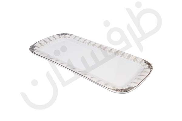 سرویس غذاخوری 12 نفره 105A پارچه چینی پردیس کاشان طرح منچستر 2041 پلاتین