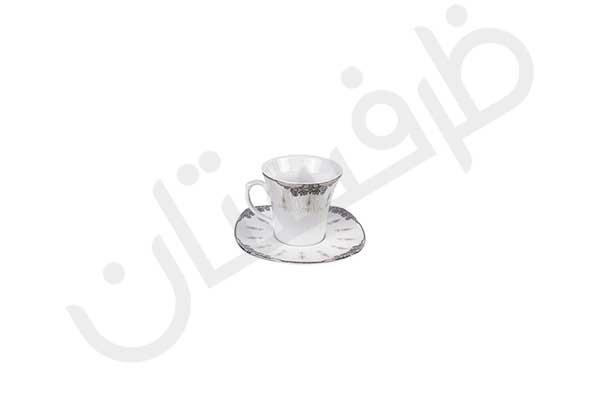 سرویس غذاخوری 12 نفره 105A پارچه چینی پردیس کاشان طرح منچستر 2041 پلاتین