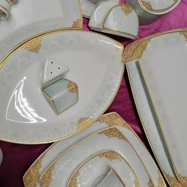 سرویس غذاخوری 12 نفره 105 پارچه آرالیا فیروزه ای کد 486i