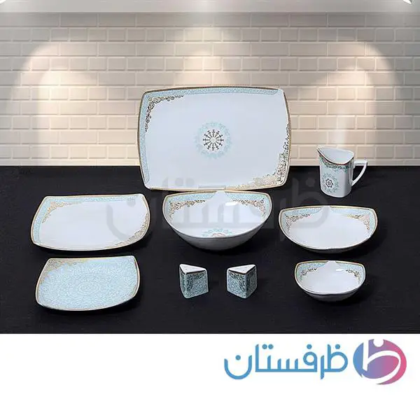 سرویس غذاخوری 6 نفره 30 پارچه پاریس گل 190I دنیا فیروزه ای